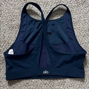 ALO Yoga Deep Blue Laser Cut Active Top
